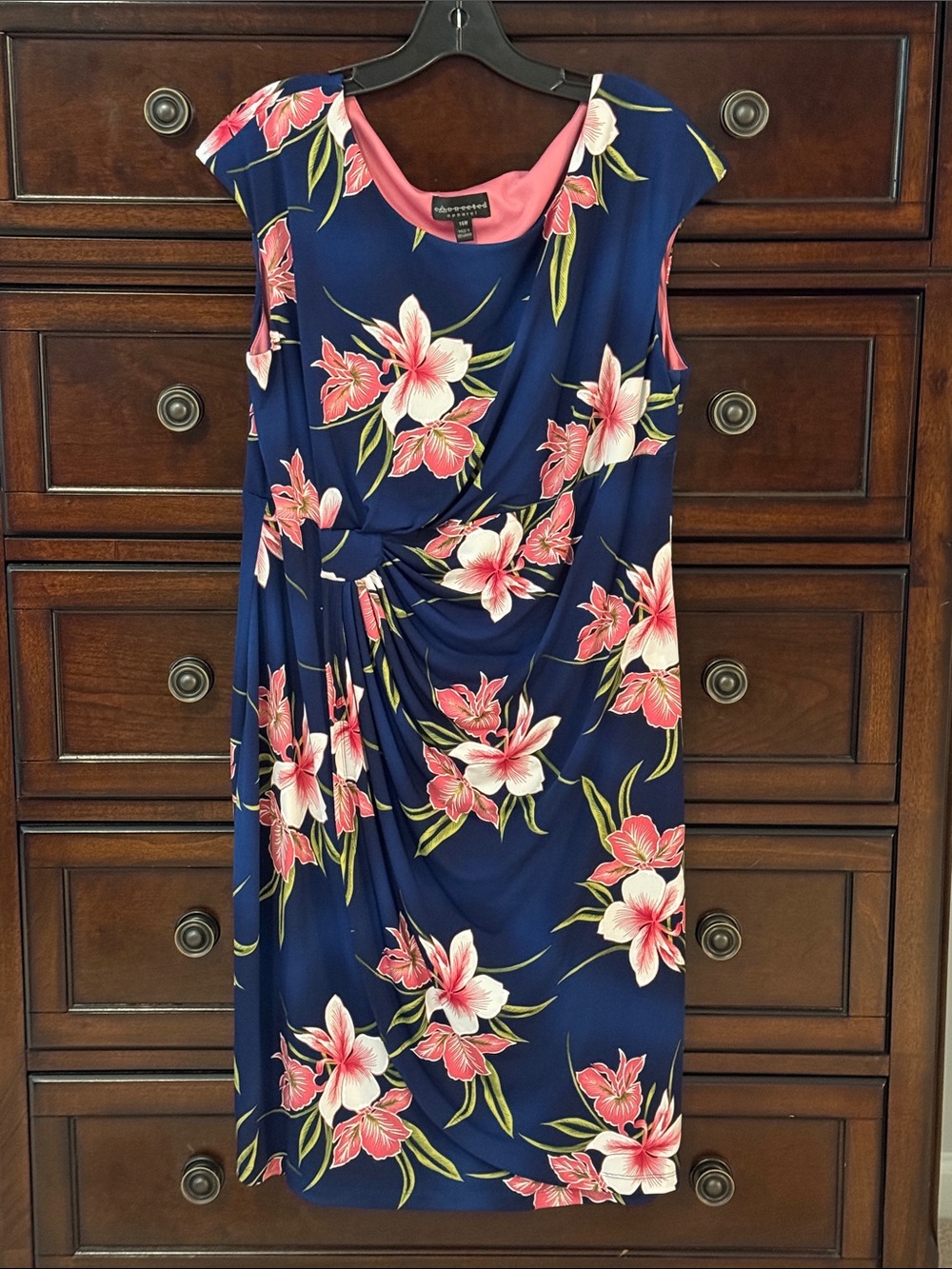 SALE- Floral Navy and Pink Dress